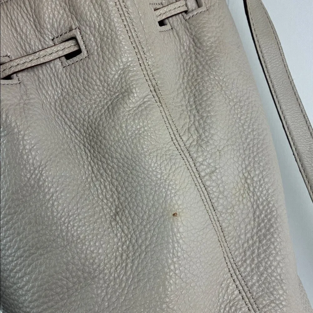 Kate Spade NY Wilder Grey Street Pebble Leather Drawstring Flap Backpack Leather